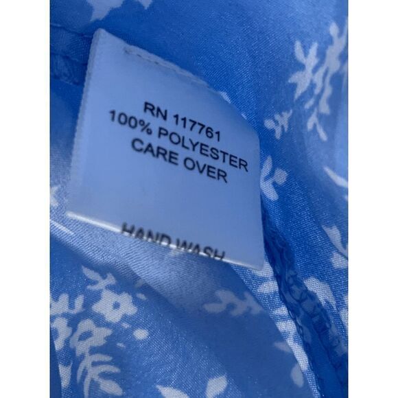 Speed Limit Womens Blouse Cropped Square Neck Drawstring Floral Blue Medium - Picture 2 of 9